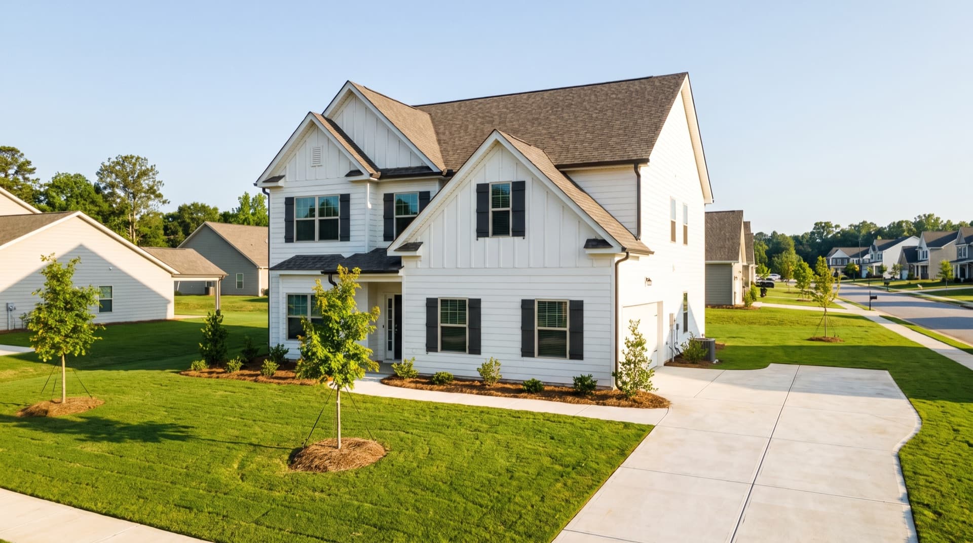 Newly built home with fiber cement siding in a Canton, Georgia subdivision